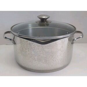 WearEver Stainless Steel 5.5 Qt Stock Pot W/ Double Pour Spouts & Strainer Lid